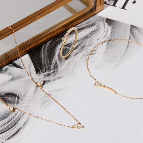 14kt Gold White Sapphire Drop Necklace